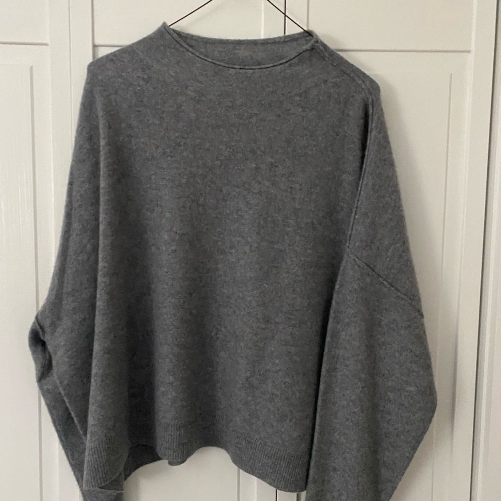 ANTHROPOLOGIE Alani 100% Cashmere Mock-Neck Sweater by Pilcro Womens XL Grey
